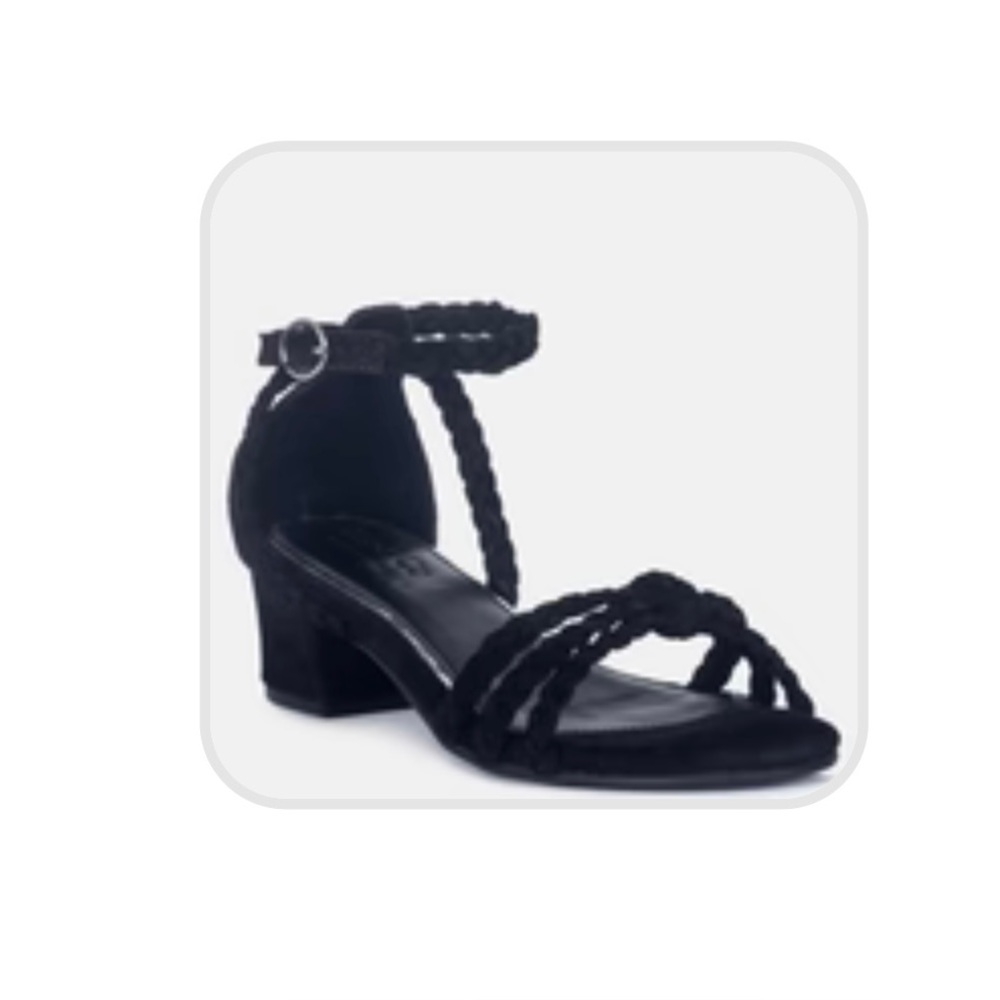Leather Braided Block Heel Sandal
